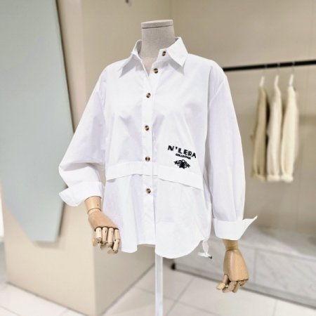 박시핏 레터링 스트링 셔츠