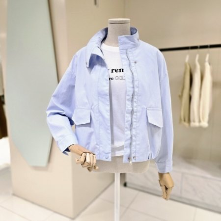 아웃포켓 하이넥 쿨 집업점퍼