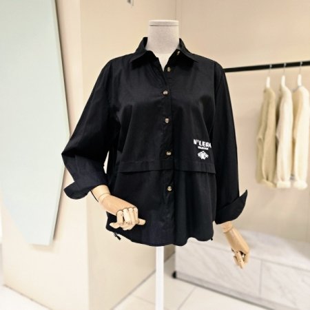 레터링 스트링 루즈핏 셔츠