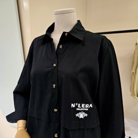 레터링 스트링 루즈핏 셔츠