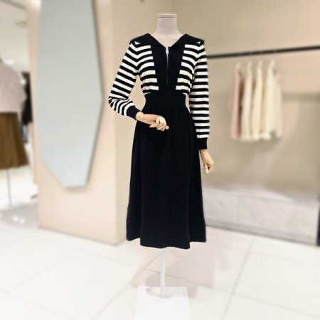 단가라 반집업 니트 원피스