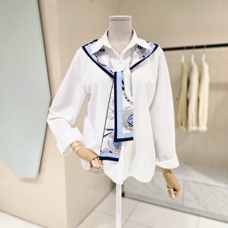 스카프 카라 블라우스