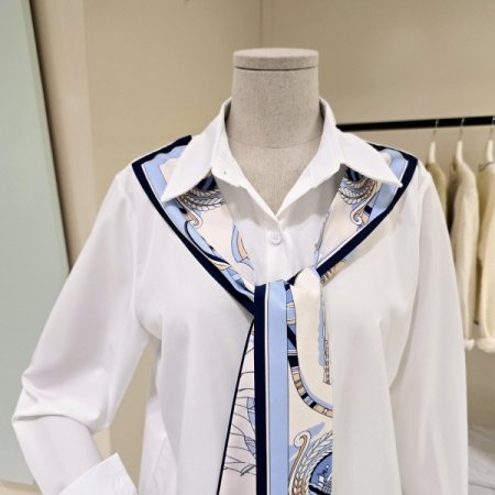 스카프 카라 블라우스