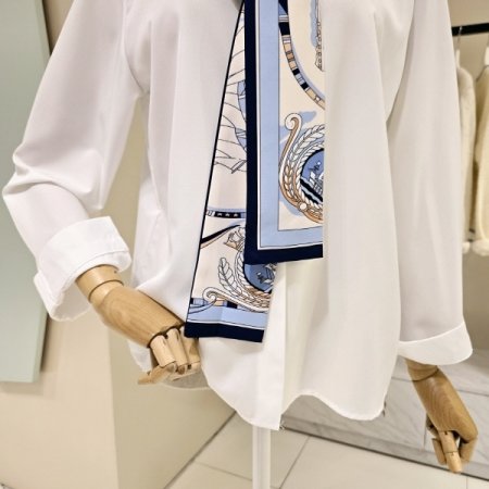 스카프 카라 블라우스