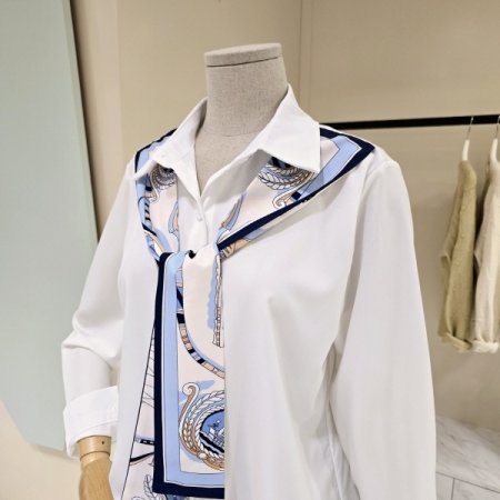 스카프 카라 블라우스