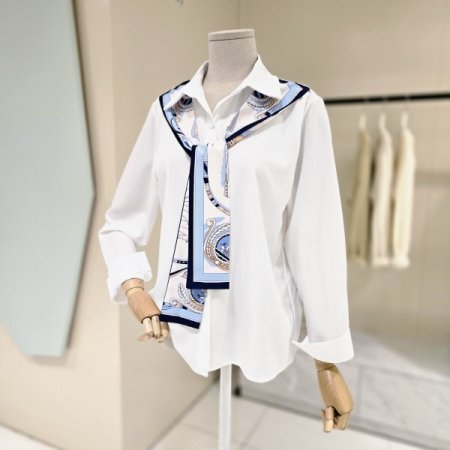 스카프 카라 블라우스