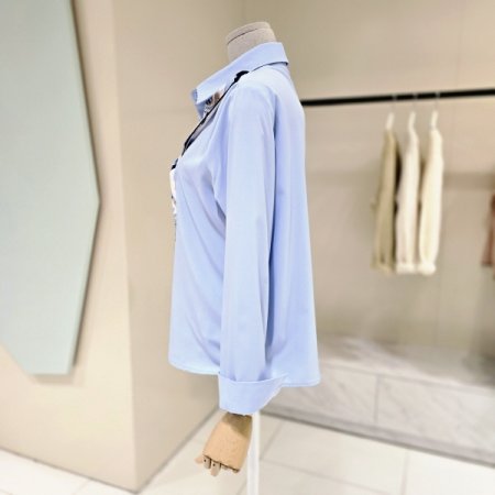 심플 카라넥 스카프블라우스