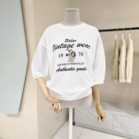 빈티지 베어 라운드 티셔츠