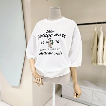 빈티지 베어 라운드 티셔츠