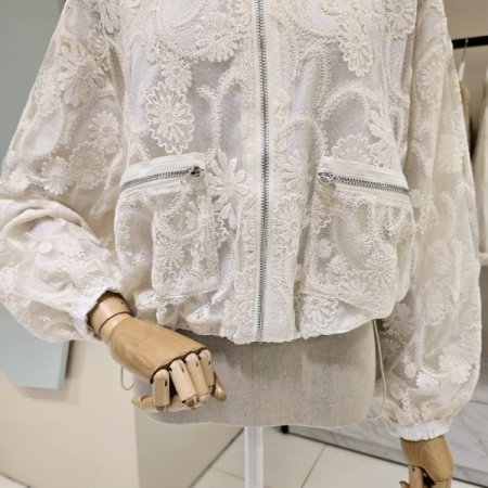 레이스 집업 블루종