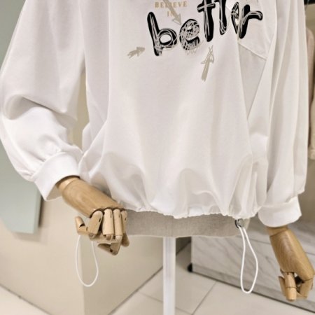 밑단스트링 레터링 티셔츠