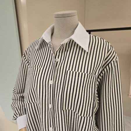 스트링 스트라이프 블라우스