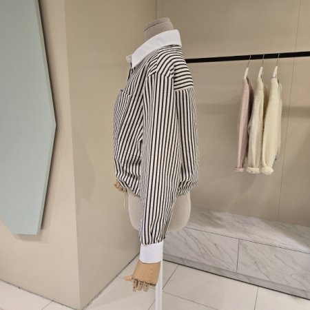 스트링 스트라이프 블라우스