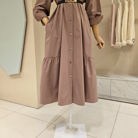 오픈형 카라넥 롱 원피스