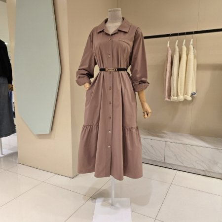 오픈형 카라넥 롱 원피스