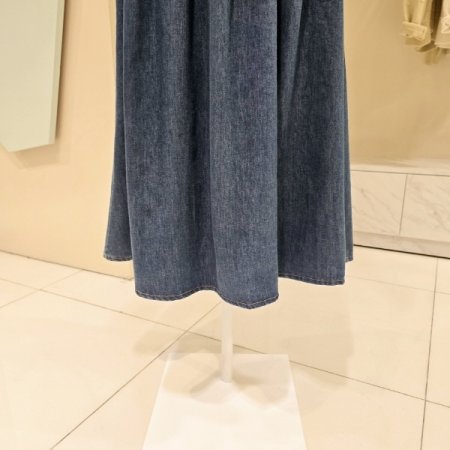 밴딩 플레어 데님 롱스커트