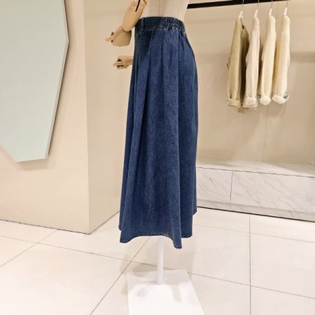 밴딩 플레어 데님 롱스커트