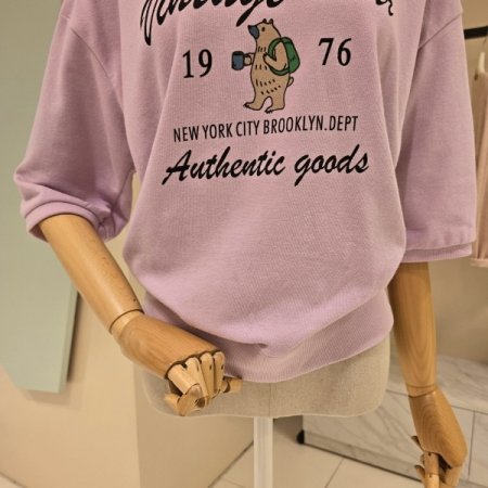 베어 빈티지 라운드 티셔츠