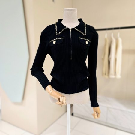 반집업 카라 체인 골지니트