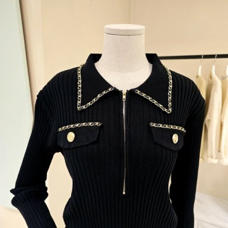 반집업 카라 체인 골지니트