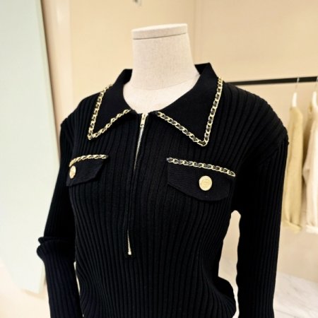 반집업 카라 체인 골지니트