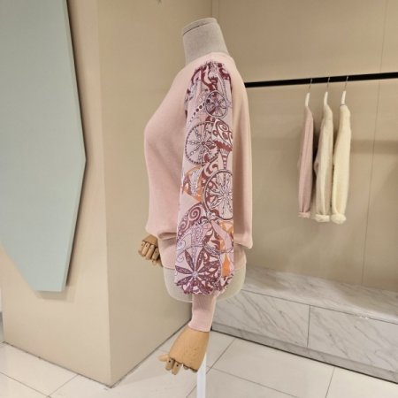 라운드 소매시폰 니트