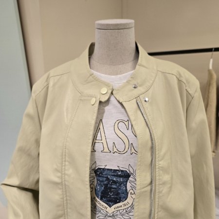 망고 스트링 레더 자켓