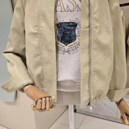 망고 스트링 레더 자켓