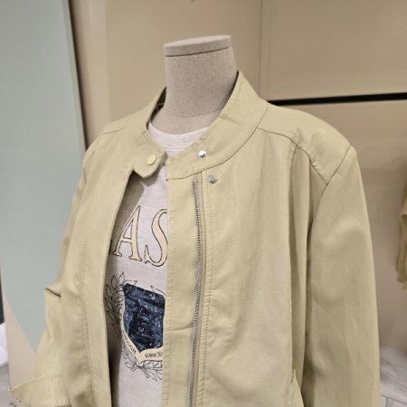 망고 스트링 레더 자켓