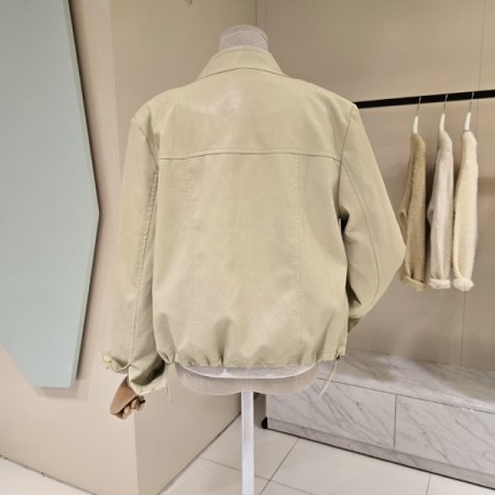 망고 스트링 레더 자켓