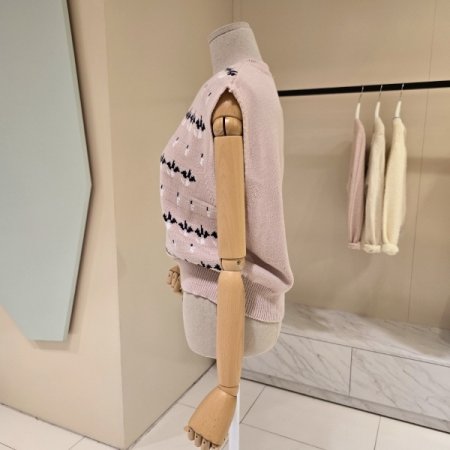 플라워 브이넥 니트조끼