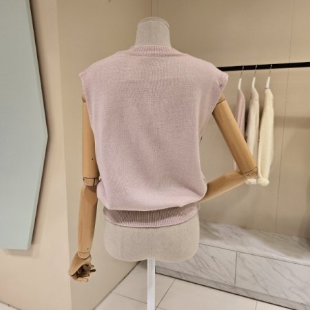 플라워 브이넥 니트조끼