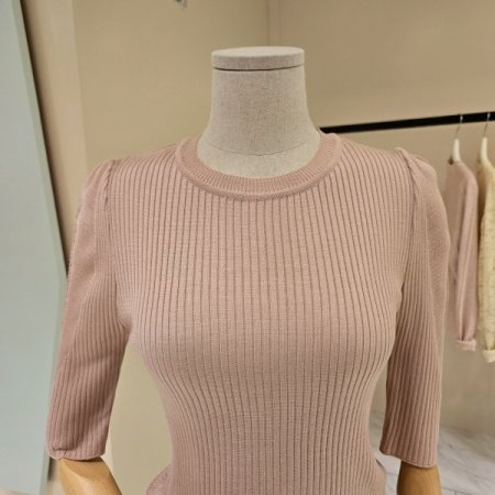 슬림라인 라운드 골지니트