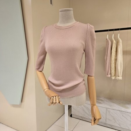 슬림라인 라운드 골지니트