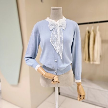 레이스 리본 니트 가디건