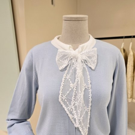 레이스 리본 니트 가디건