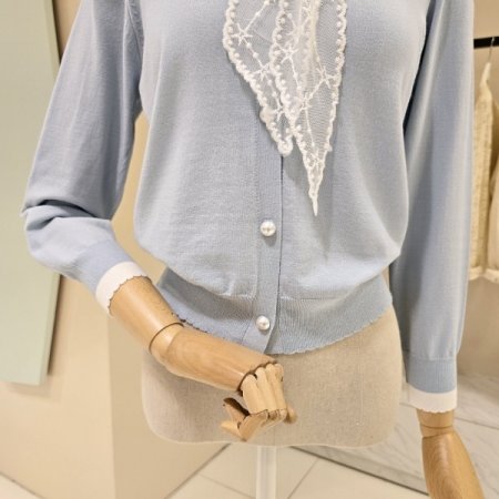 레이스 리본 니트 가디건