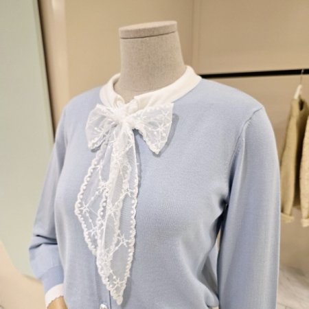 레이스 리본 니트 가디건