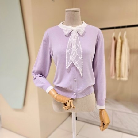 진주단추 레이스 니트가디건