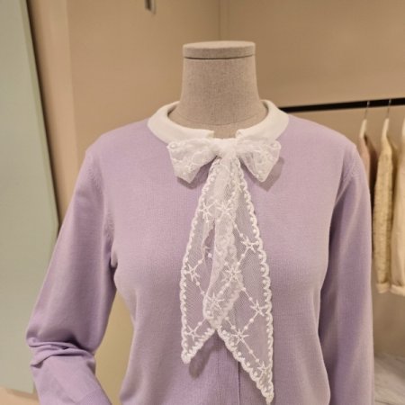 진주단추 레이스 니트가디건