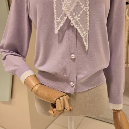 진주단추 레이스 니트가디건