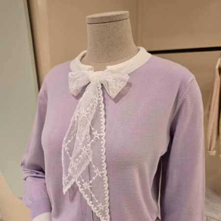 진주단추 레이스 니트가디건