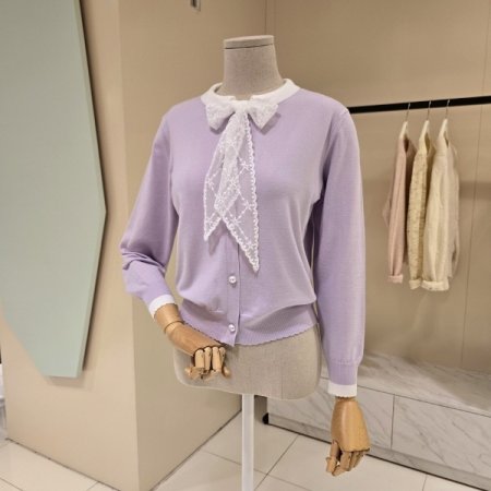 진주단추 레이스 니트가디건