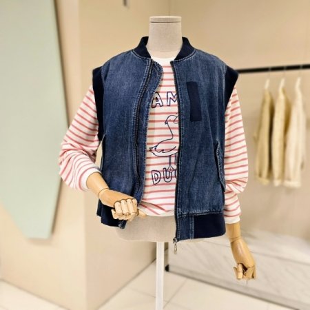 박시핏 하트 데님 베스트