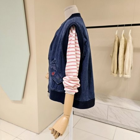 박시핏 하트 데님 베스트