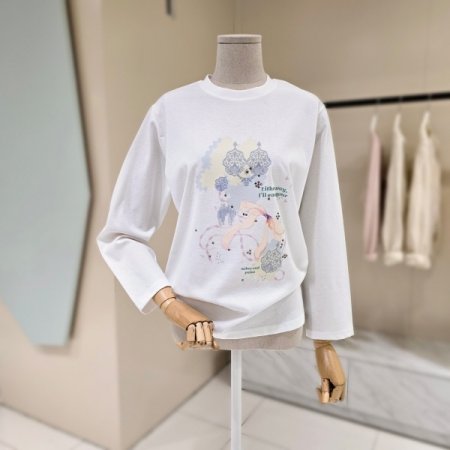 큐빅 레터링 라운드 티셔츠