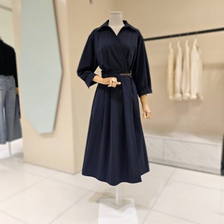 벨트 랩 카라넥 롱 원피스