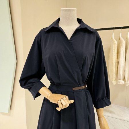 벨트 랩 카라넥 롱 원피스