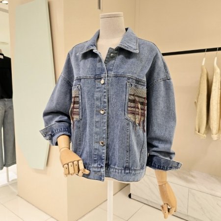 포켓 패치 데님 자켓