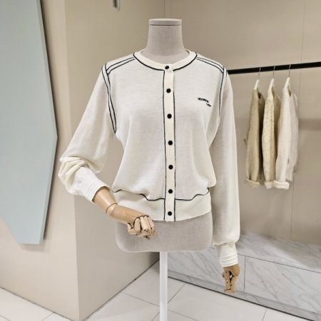 라인배색 라운드 가디건